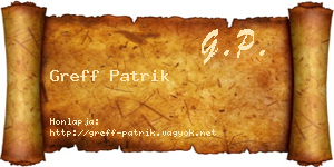 Greff Patrik névjegykártya